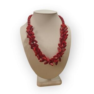 Vintage Chunky Red Coral Statement Necklace.